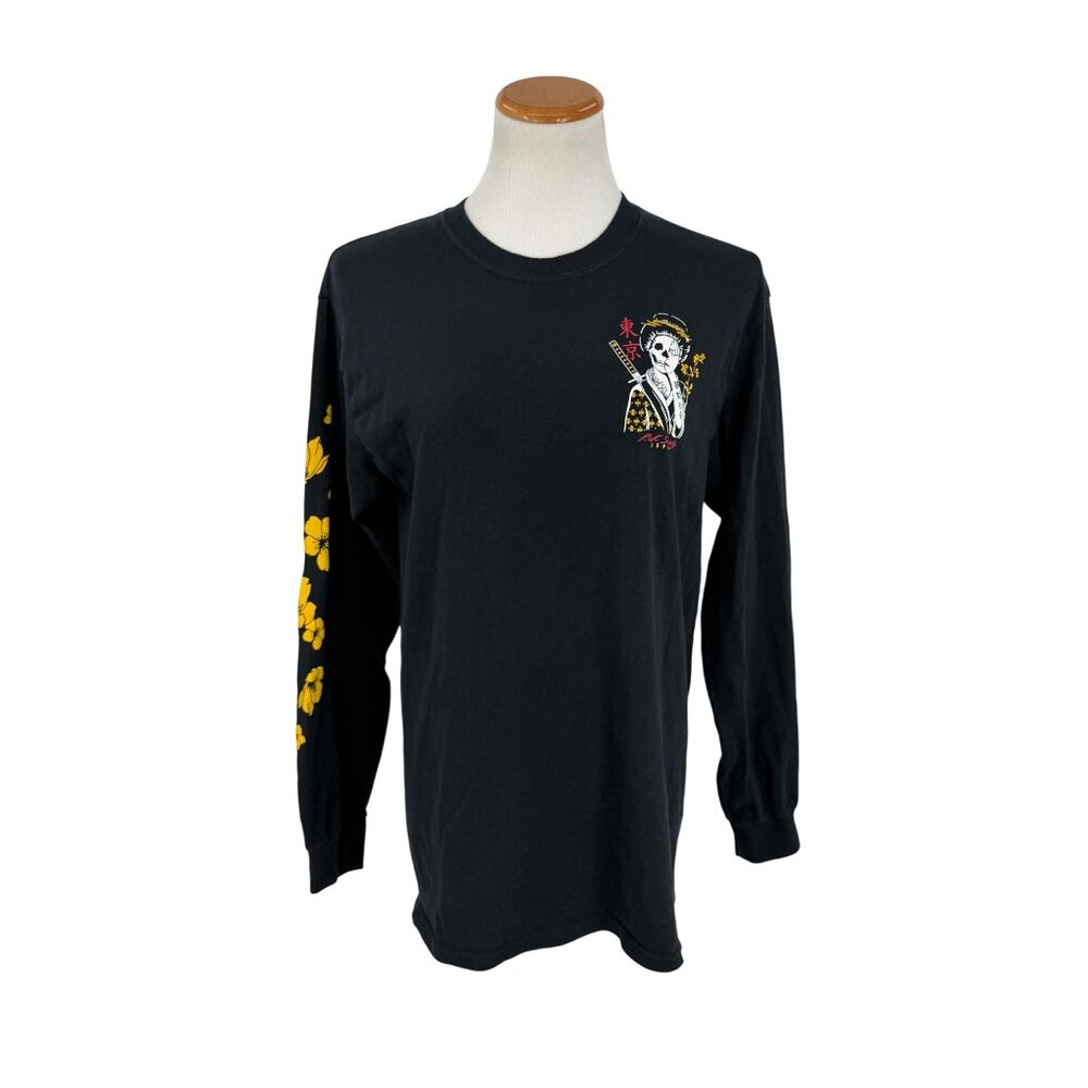 Riot Society Black L/S Skull & Floral Graphic Print Tee | Streetwear Grunge Moto - Picture 9 of 13